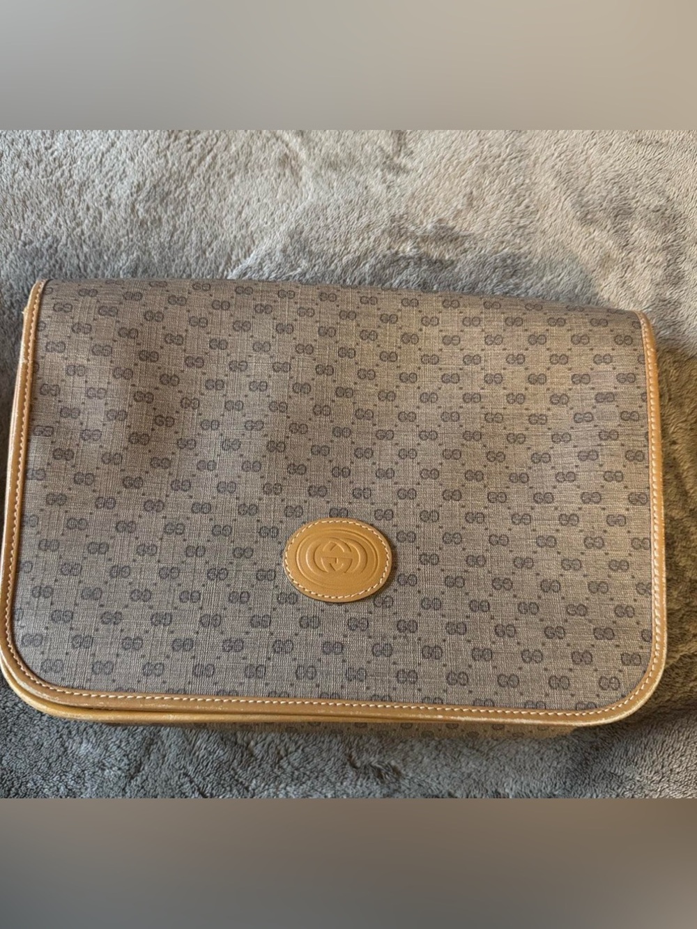 Vintage Gucci Classic Brown Monogram Women’s Clutch Bag